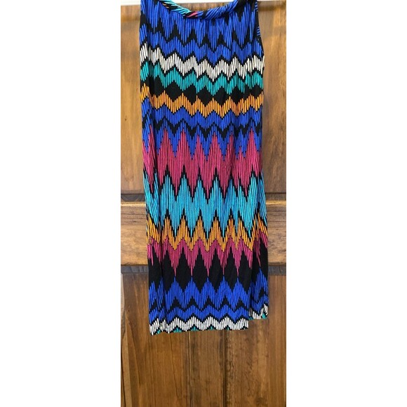 Spense Dress or Swimsuit Coverup Size Large Sleeveless Chevron Rainbow Pattern - Picture 7 of 10